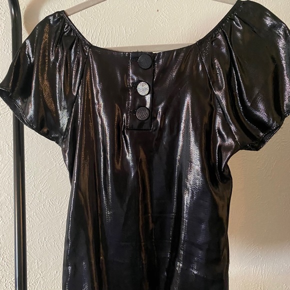 Madison Marcus Black Metallic Silk Top XS - Picture 5 of 6